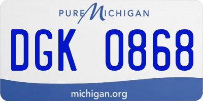 MI license plate DGK0868