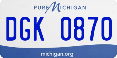 MI license plate DGK0870