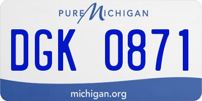MI license plate DGK0871