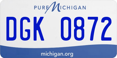 MI license plate DGK0872