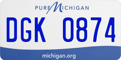 MI license plate DGK0874