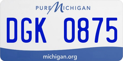 MI license plate DGK0875
