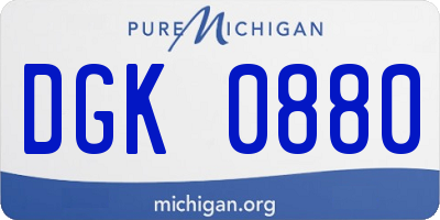 MI license plate DGK0880