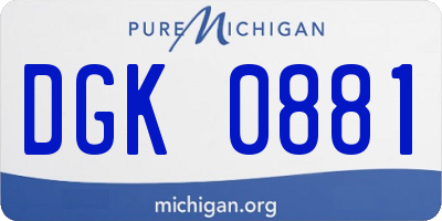 MI license plate DGK0881