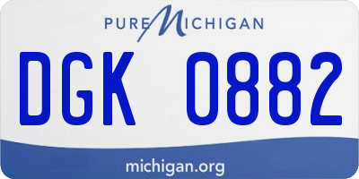 MI license plate DGK0882