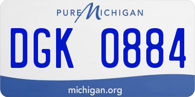 MI license plate DGK0884