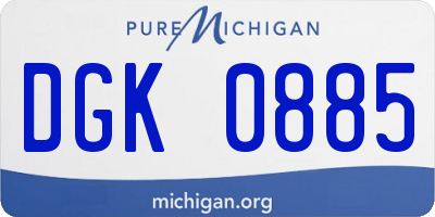 MI license plate DGK0885