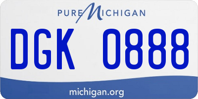 MI license plate DGK0888