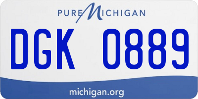 MI license plate DGK0889