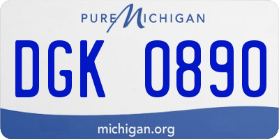MI license plate DGK0890