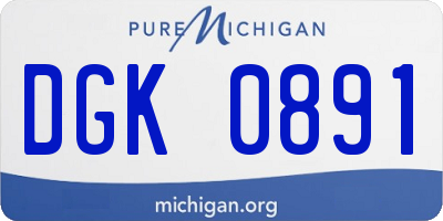 MI license plate DGK0891