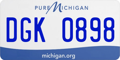 MI license plate DGK0898