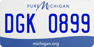 MI license plate DGK0899