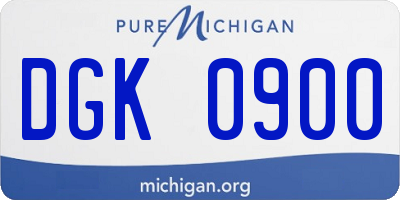 MI license plate DGK0900