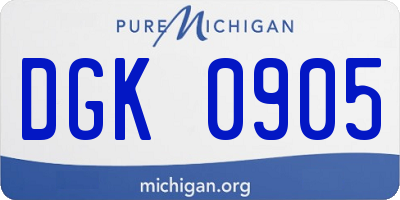 MI license plate DGK0905