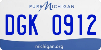 MI license plate DGK0912