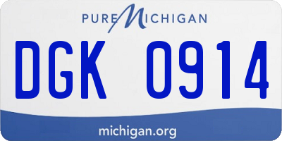 MI license plate DGK0914
