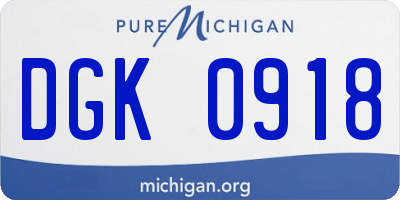 MI license plate DGK0918