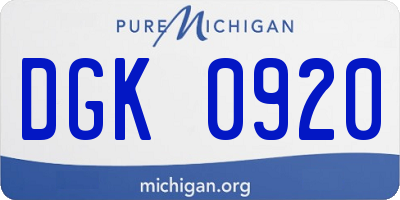 MI license plate DGK0920