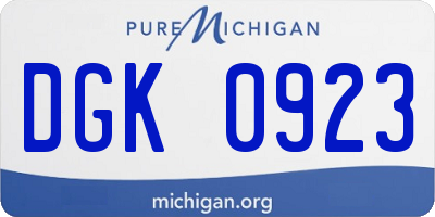 MI license plate DGK0923