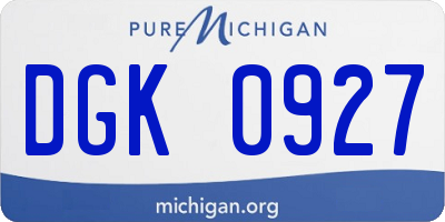 MI license plate DGK0927