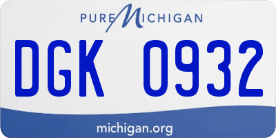MI license plate DGK0932