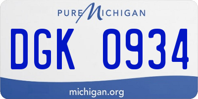 MI license plate DGK0934