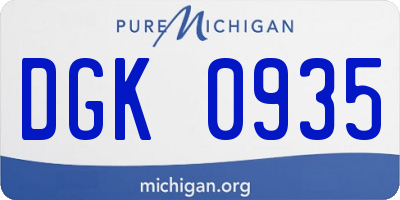 MI license plate DGK0935
