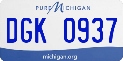 MI license plate DGK0937