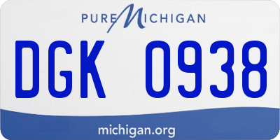 MI license plate DGK0938