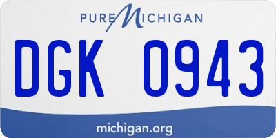 MI license plate DGK0943