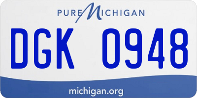 MI license plate DGK0948
