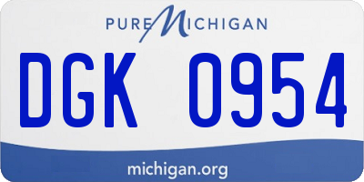 MI license plate DGK0954