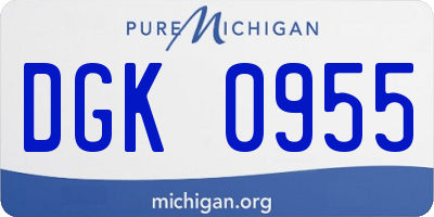 MI license plate DGK0955