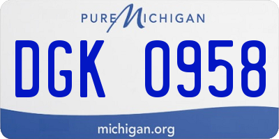 MI license plate DGK0958