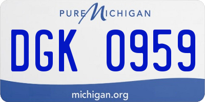 MI license plate DGK0959