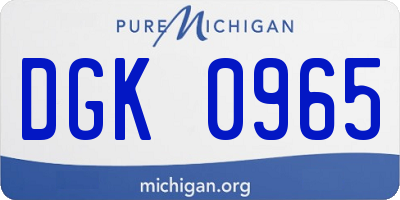 MI license plate DGK0965