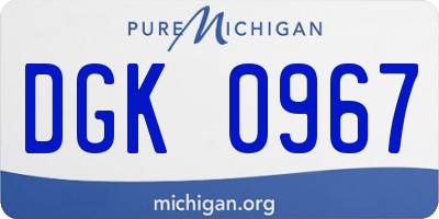 MI license plate DGK0967