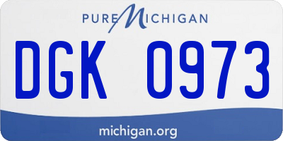 MI license plate DGK0973