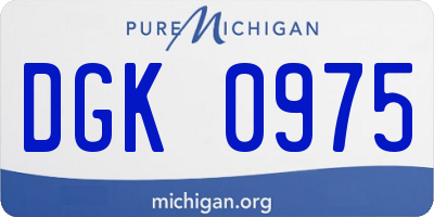 MI license plate DGK0975