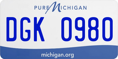 MI license plate DGK0980
