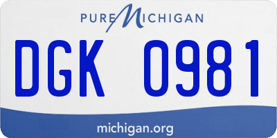 MI license plate DGK0981