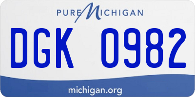 MI license plate DGK0982