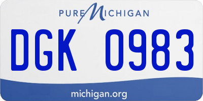 MI license plate DGK0983