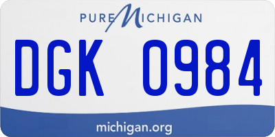 MI license plate DGK0984