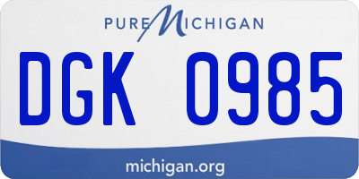 MI license plate DGK0985