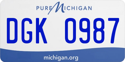 MI license plate DGK0987