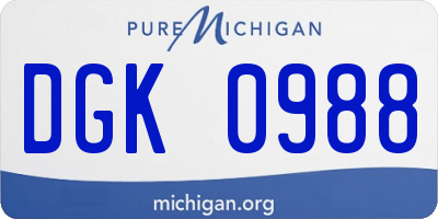 MI license plate DGK0988