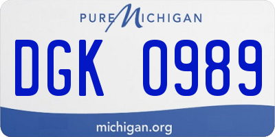 MI license plate DGK0989