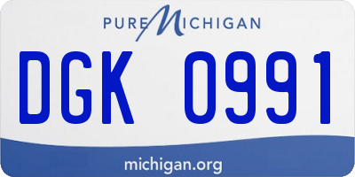 MI license plate DGK0991